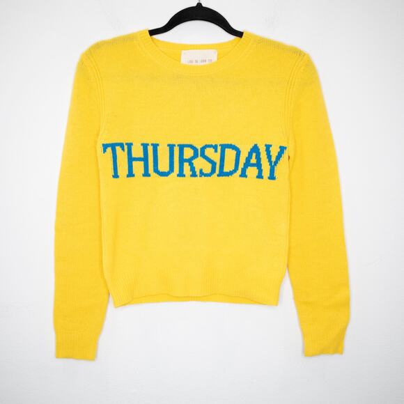 Alberta Ferretti Thursday Sweater Yellow Blue Graphic Wool Cashmere ASO SZ 4 - Picture 3 of 10